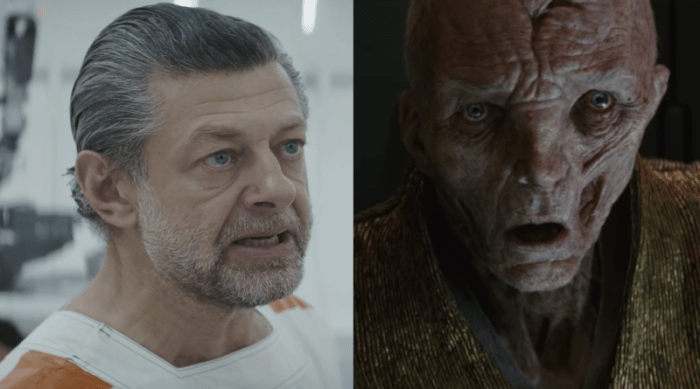 Andy serkis says star wars villain snoke is deeply wounded