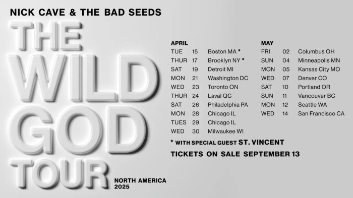 Nick cave launches bad seeds tour scores the road