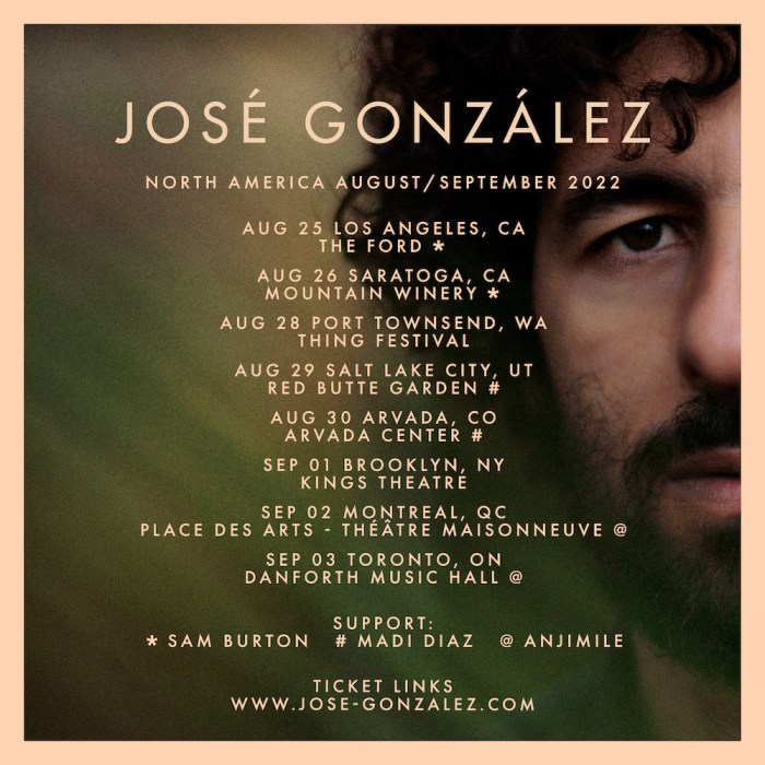 José González Announces North American Tour : r/indieheads Jose gonzalez announces tour with ymusic